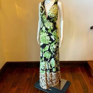 Emilio Pucci Black and Green Floral Wedding Dress